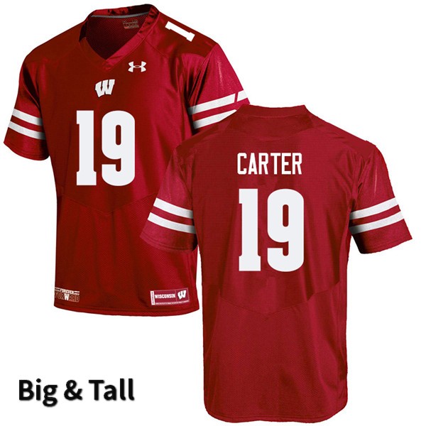 Wisconsin Badgers Men's #19 Nate Carter NCAA Under Armour Authentic Red Big & Tall College Stitched Football Jersey CS40F81YV